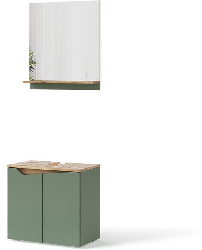 Vicco Badkamermeubelset Marelle, Groen/Artisanaal eiken, 2-delig