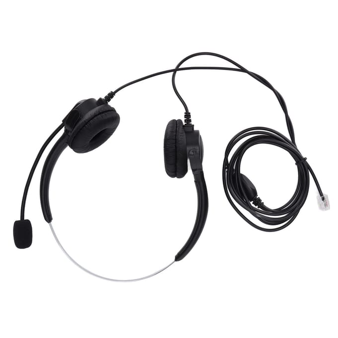 RJ9-telefoonheadset met snoer, binaurale telefoonhoofdtelefoon met ruisonderdrukkende microfoon voor callcenters