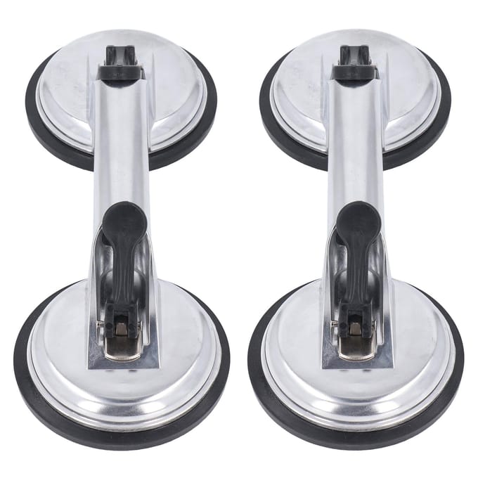 2 Stuks Dubbele Handgreep Zuignappen Plaat 100KG Draagvermogen Heavy Duty Aluminiumlegering Zuignappen black