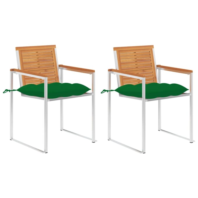 vidaXL - Tuinstoelen - 2 - st - met - kussens - massief - acaciahout - en - staal