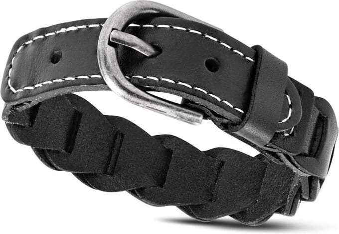 Amanto Armband Agim Black - Leer - 20mm - 20-23cm