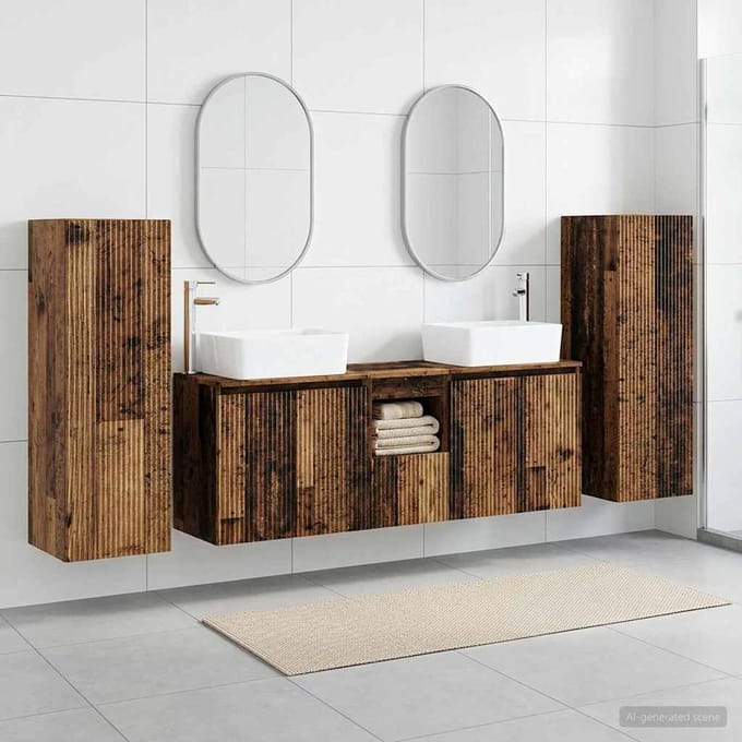 vidaXL - Badkamermeubel - Set - 5 - st - Oud - hout - 33 - x - 34,5 - x - 100 - cm