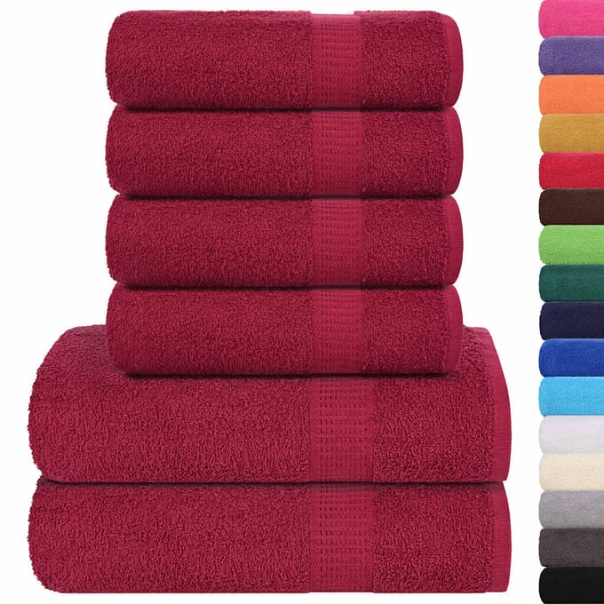 vidaXL - 6-delige - Handdoekenset - FROGN - 360 - g/m² - bordeaux