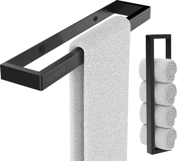 Via Fectio® Handdoekhouder 30 cm - Met Boren - Mat Zwart - Handdoekrek