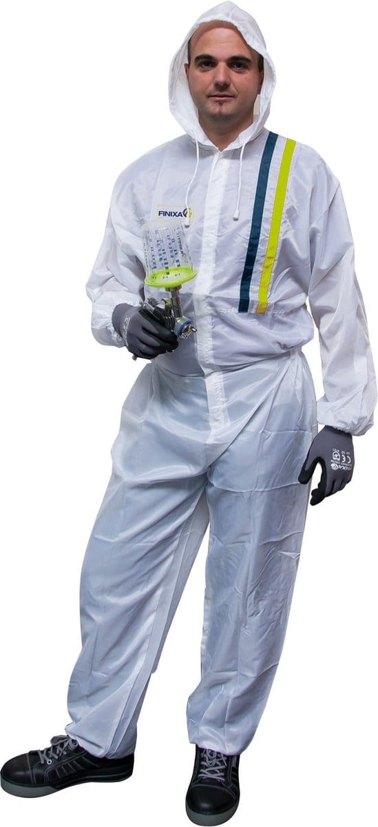Polyester spuitoverall met capuchon wit - Extra large (54-56)