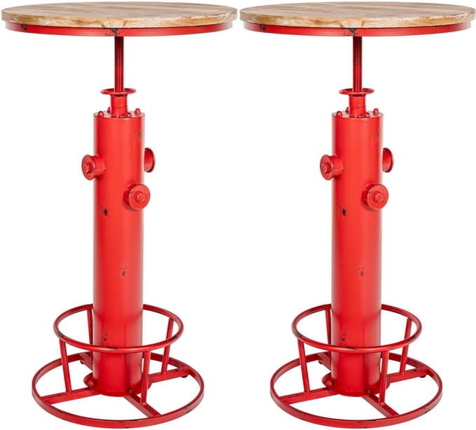 CLP Ruhr Set van 2 bartafels - Statafels - Industrieel - Rond - rood