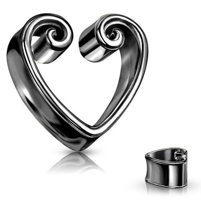 12 mm double flared vintage hart zwart - LMPiercings