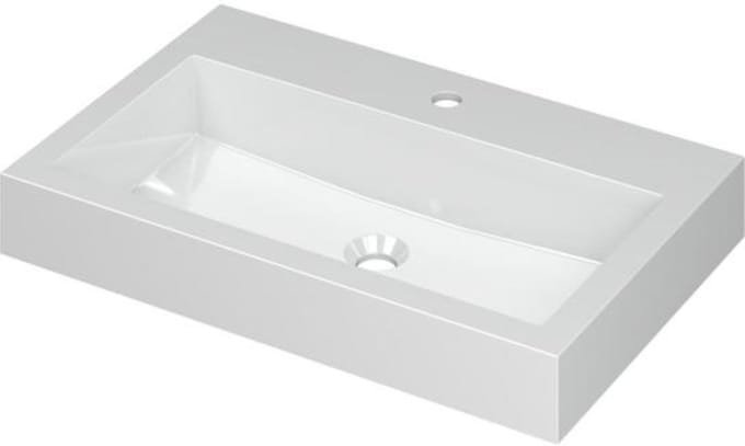 INK Momento Wastafel Polystone met 1 Kraangat - 700x450x90 mm - Glans Wit