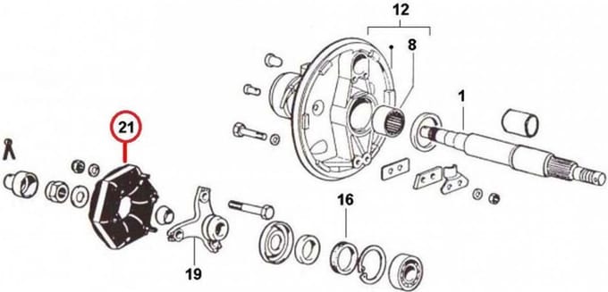 rms koppeldemper voor piaggio 220 ape tm p602 1982-1983 113450 nieuw