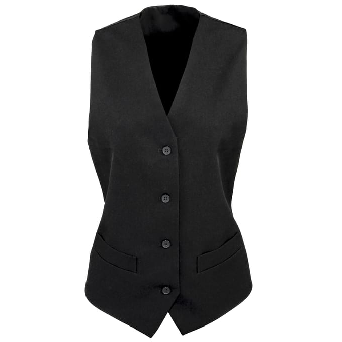 Premier Dames/dames Gevoerde Polyester Taillejas / Barkleding / Catering (Pakket van 2) (Zwart)