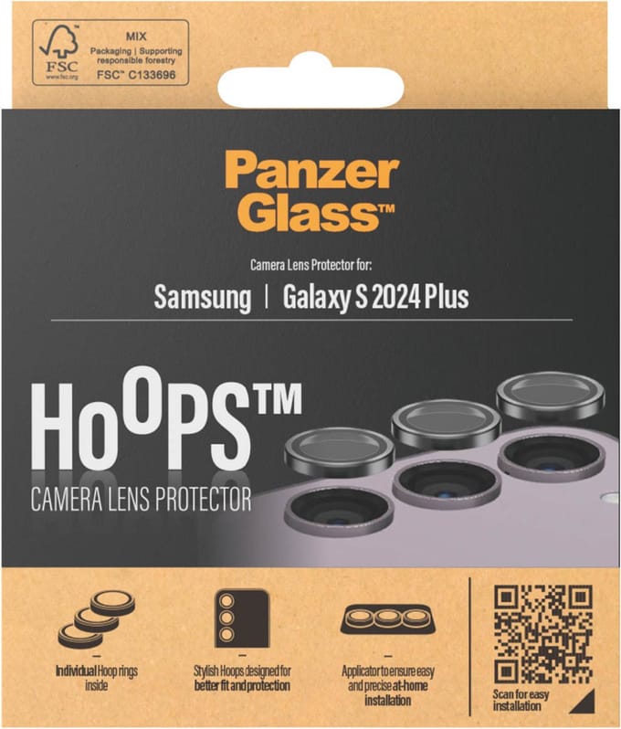 PanzerGlass Screenprotector geschikt voor Samsung Galaxy S24 Plus Glazen | PanzerGlass Hoops Camera Lens Protector - Case Friendly