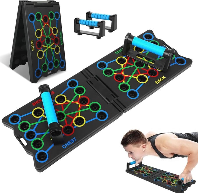 Push Up Board - Fitness Tool - Full Body Training - 24 Combinaties - 35 x 23 cm - Zwart
