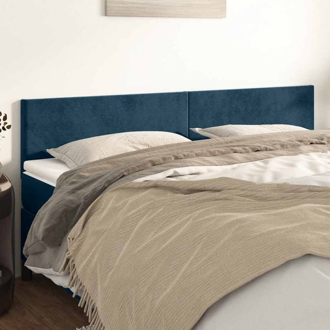 vidaXL - Hoofdborden - 160x5x78/88 - cm - fluweel - donkerblauw