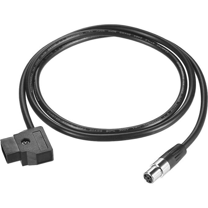 D-Tap mannelijk naar (Blikje) MINI XLR 4-pins kabel Recht snoer 100 cm kabel zwart