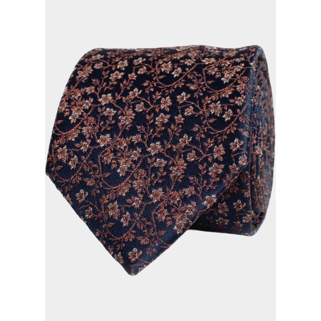 TRESANTI | FALLO | Zijden stropdas met kleine bloemen | Brick