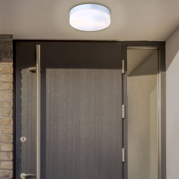 Buitenwand- /plafondlamp Globo VRANOS LED - Aluminium zilver met opaal glaskap 3