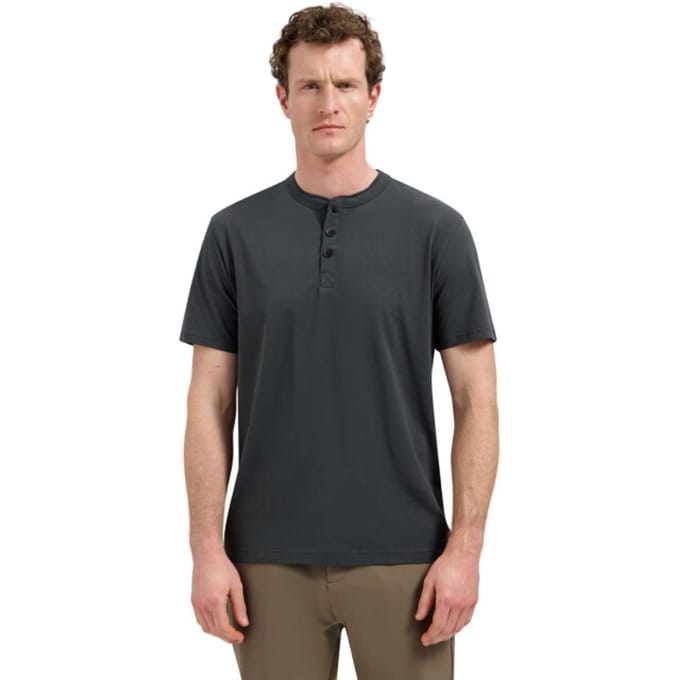 No Excess T-Shirt Granddad Half Button Melange Dark Steel  2XL
