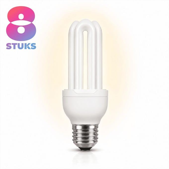 8x Stick Spaarlamp E27 - 13W - Daglicht (6400K) - 700 lm - 10 jaar - Niet Dimbaar