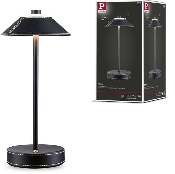 Paulmann Pellini 71173 Tafellamp met accu LED 2 W Zwart, Zwart (mat)