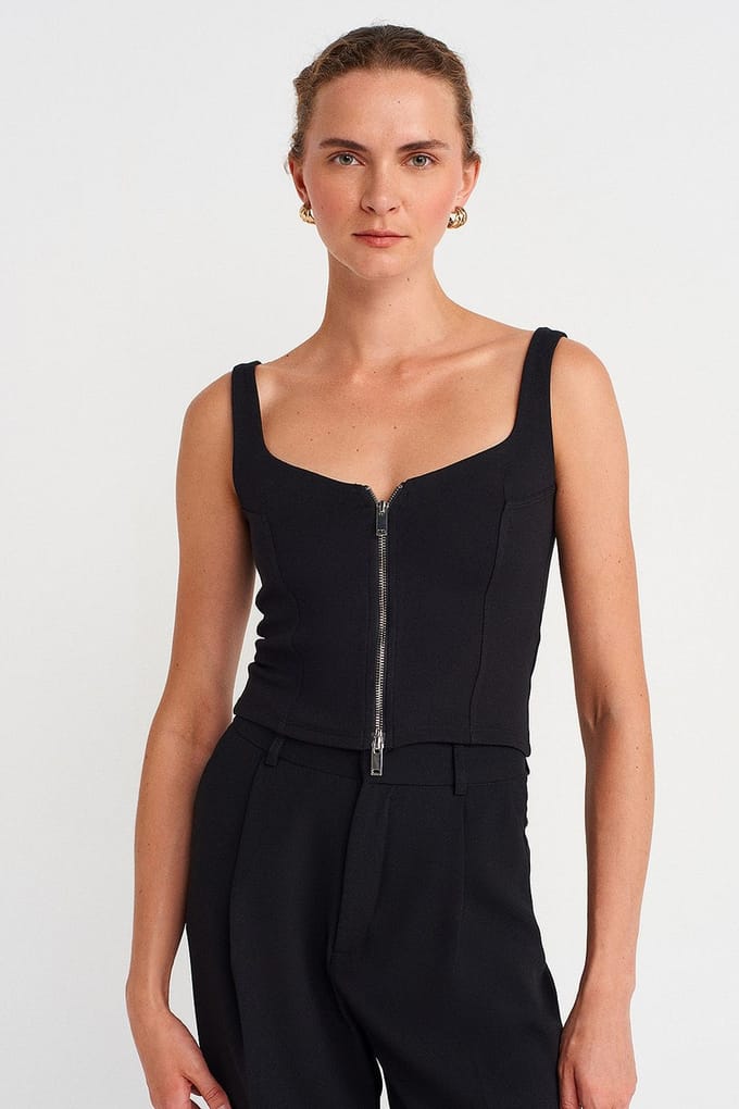 Dames Gekruiste Corset Top Met Vierkante Hals