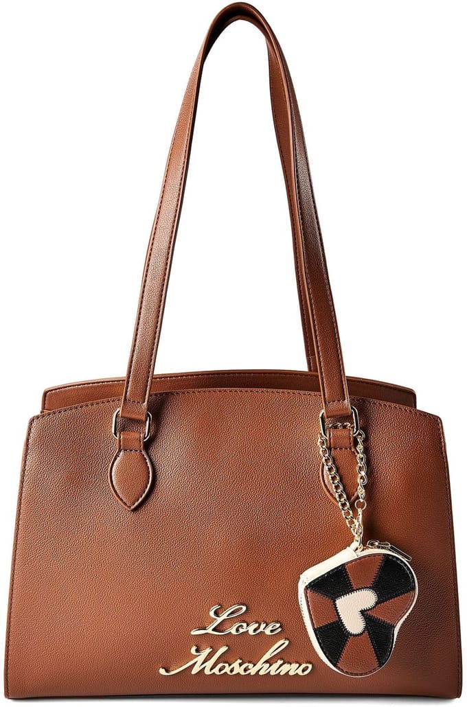 Love Moschino Heart Charm Schoudertas Leder 35 cm - Dames - brown - brown