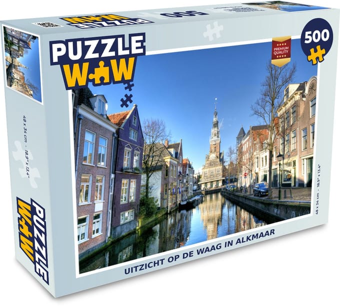 Puzzel Alkmaar - Uitzicht - Gracht - Legpuzzel - Puzzel 500 stukjes