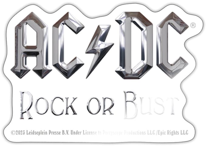 AC/DC Logo In Zilver Rock Or Bust Album Sticker Maat S (max. 10 x 10cm)