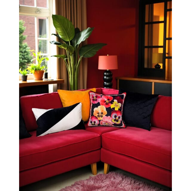 NOVÉE Sierkussen velvet swirl zwart / wit | 30 x 50 cm | polyester