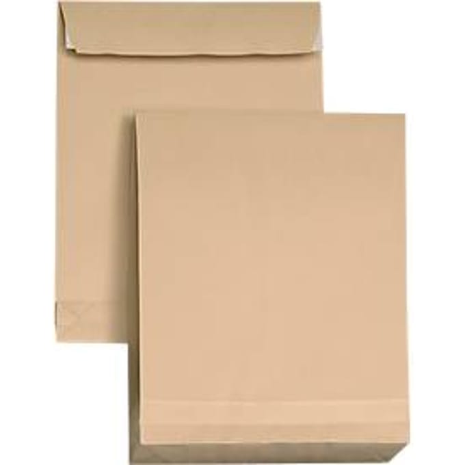 Vouwzakken, DIN B4, bruin, zelfklevend, zonder venster, 5 stuks