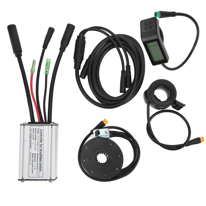 Elektrische Fiets Conversie Kit DC 36V 48V 7A Doe-het-zelf Fiets Lithium Batterij Gemodificeerde Controller Accessoires voor Borstelloos black