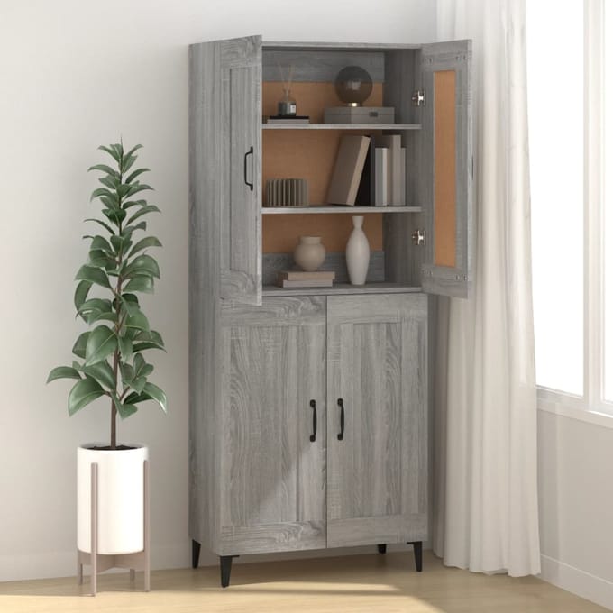 vidaXL - Dressoir - 69,5x34x90 - cm - bewerkt - hout - grijs - sonoma - eikenkleurig