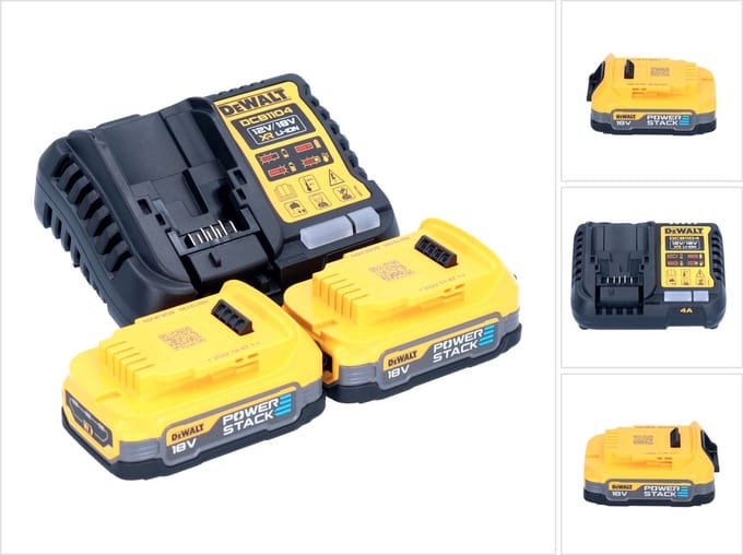 DeWalt DCB 1104 E2 accustartset 12 V / 18 V 2x Powerstack-accu 1,7 Ah + DCB 1104 lader