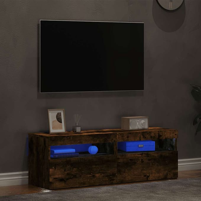 vidaXL - Tv-meubels - 2 - st - met - LED-verlichting - 60x35x40 - cm - gerookt - eiken