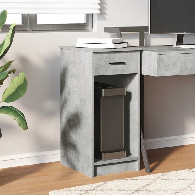vidaXL - Computertorenstandaard - met - lade - 35x45x77 - cm - betongrijs