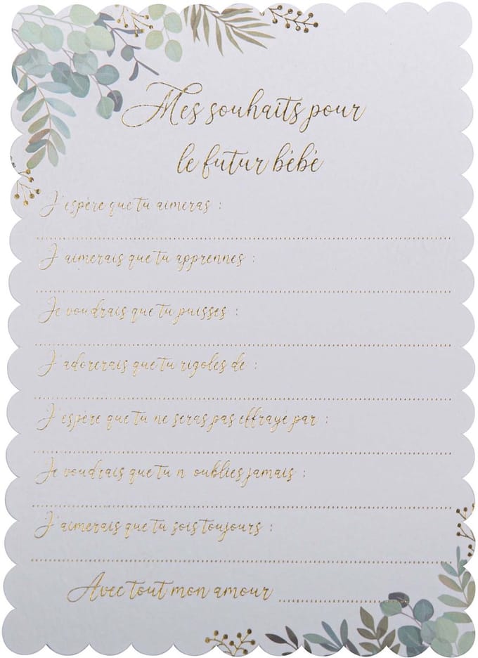 ARTYFETES - 10 wenskaarten in het Frans "oh baby" 12,5 x 17,5 cm voor babyshower