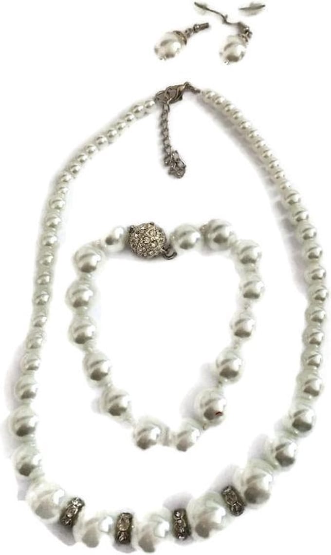 Petra's Sieradenwereld - Parelset wit (ketting, armband, oorbellen) (9)