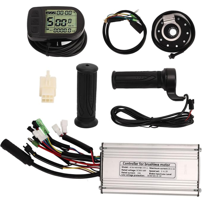 Borstelloze Motor Controller Kit met LCD Paneel Fiets Lithium Batterij Omzettingskit voor 500W 750W black