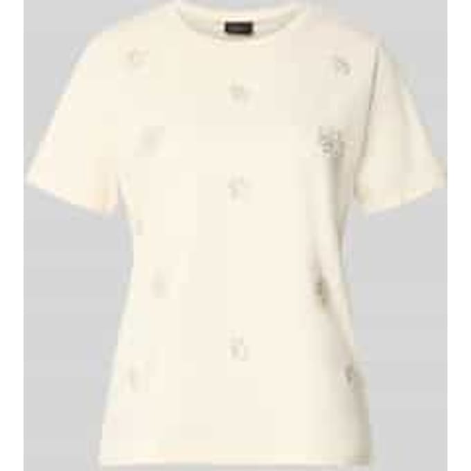 slim fit T-shirt van katoenmix