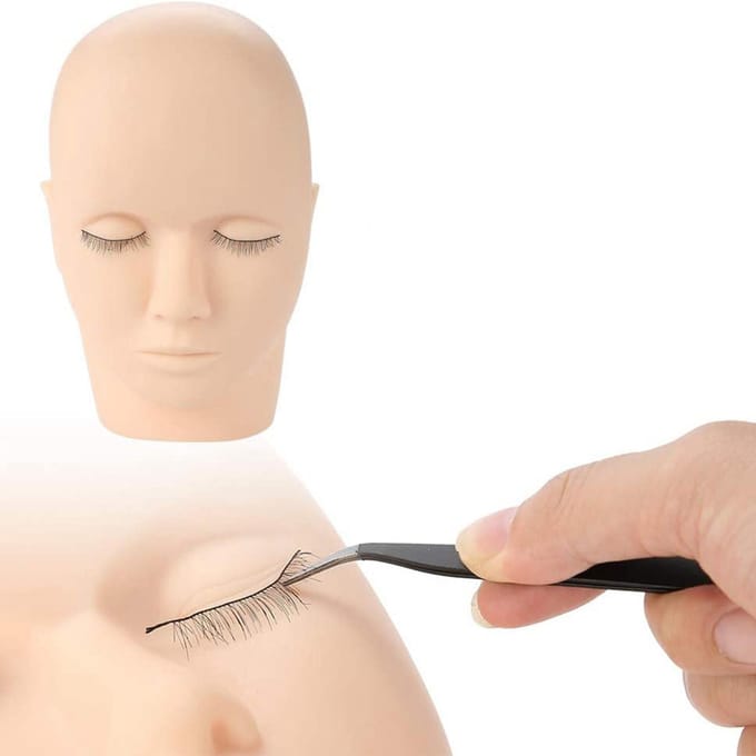 Zacht Rubber Wimpertransplantatie Make-up Massage Oefening Training Nep Hoofd Vorm Mannequin zwart