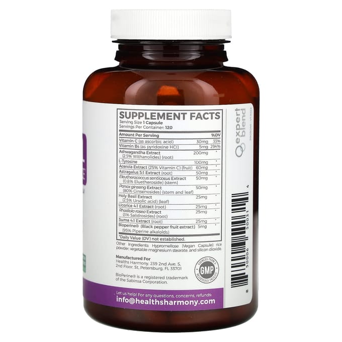 Healths Harmony, Santé et Équilibre Adrénaliens, 120 Capsules
