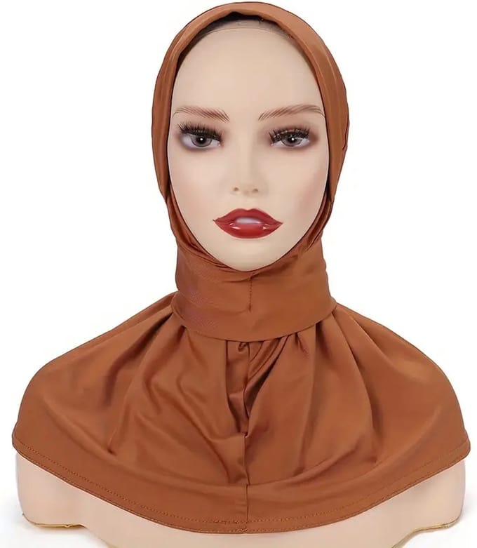 Without Lemon - Onderkap Hoofddoek - Underscarf - Pullover - Drukknopen - Chiffon - Kleur: Camel