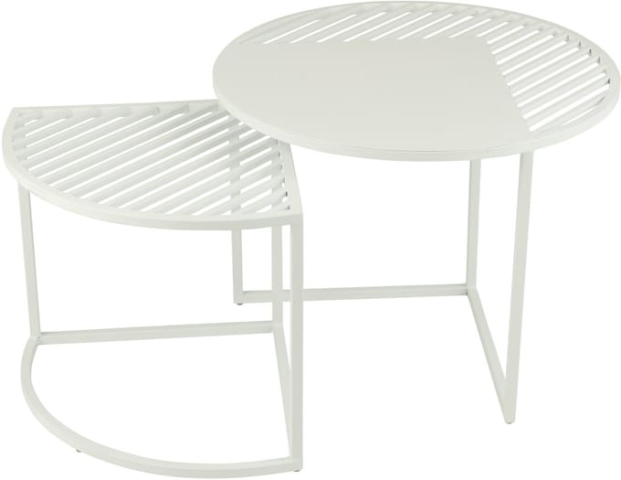 J-Line bijzettafel Outdoor Rond - metaal - wit - set van 2