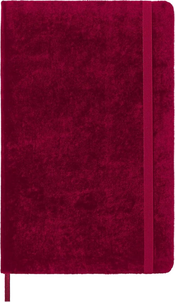 Luxe Velours Notitieboek met Elastische Sluiting, Pink, Groot Formaat, 144 Gelinieerde Pagina's