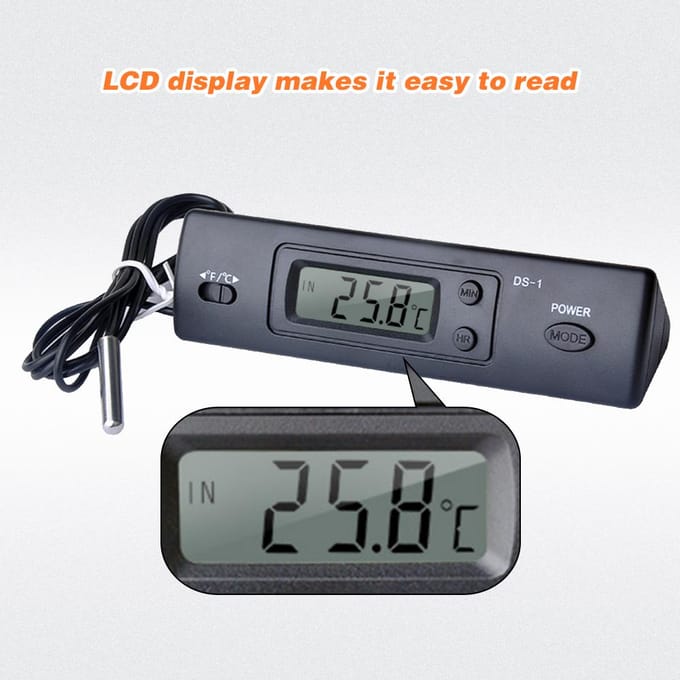 Mini-thermometer Elektronische digitale autothermometer Binnen- en buitenthermometer Multifunctionele tijdmeter zwart