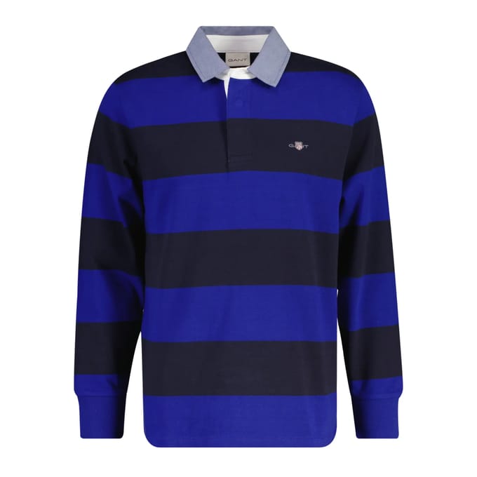 Gant Trui Chambray Stripe Heavy Rugger Twill Collar Blauw / male