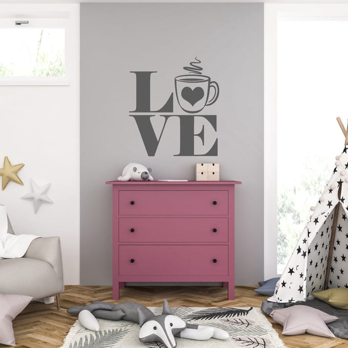Muursticker - Love - 58 x 64 - Antraciet