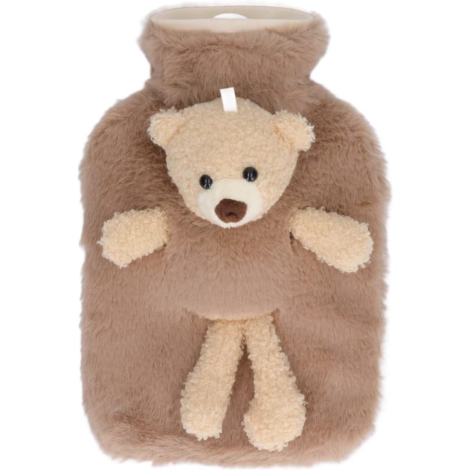 Bouillotte Multifonctionnelle Capacité 1000ml Large Goulot Mignonne Dessin Animé Bouillotte pour Maisons marron