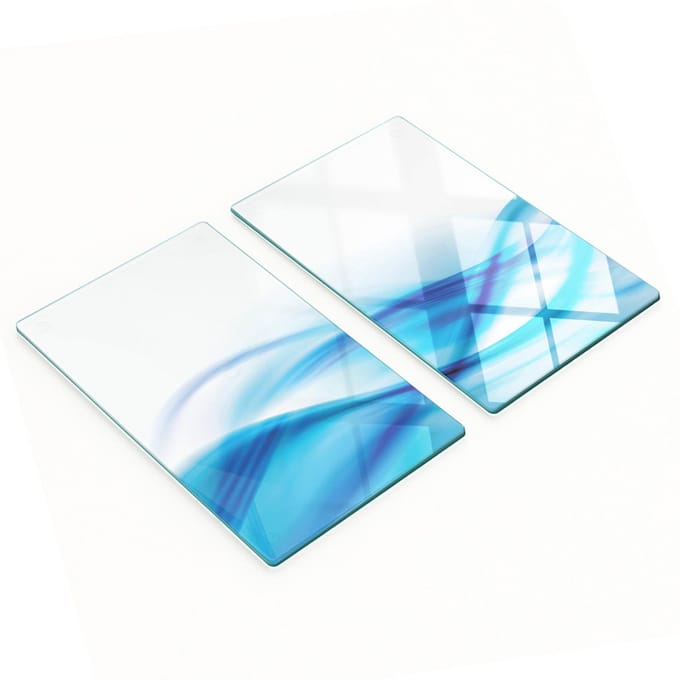 Keukenplanken van gehard glas met blauwe abstracte afbeeldingen, 2x30x52 cm