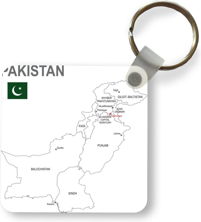 Sleutelhanger - Uitdeelcadeautjes - Illustratie van Pakistan en haar provincies - Plastic