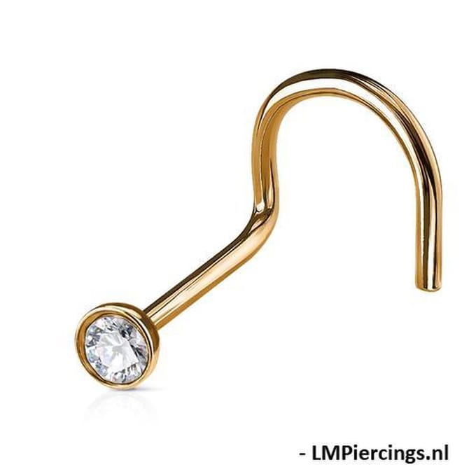 Neuspiercing U-bocht 0.8x6x2.5 met ingelegd steentje - rose - LMPiercings